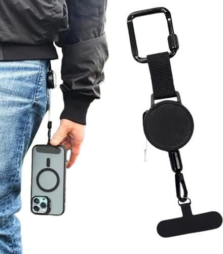 Iouyjiu Phone Tether, Anti Theft Lanyard, Retractable Phone Leashs, Secure Grip Tab Carabiner Clip Fit Perfect for Daily Travel Use, 7.87 inches