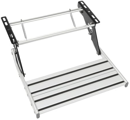 WAPHOERTE Manueller Wohnmobil-Trittstufen Alu-Treppe mit Fußmatte, Klappbare Stufe Stufenbeschläge, Camping Trittstufe für Wohnmobile und Reiseanhänger, Maximale Tragfähigkeit 150 kg