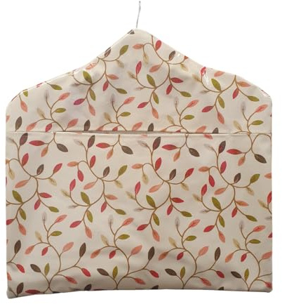 Jolee... Fabrics Wipe Clean Oilcloth Peg Bag, Handmade with Wooden Hanger, Water Resistant, Easy Hanging Fits up to 100 Pegs, Laundry Organiser, Rotary Washing lines (Cream Leaves & Stems)