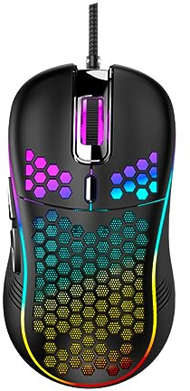 SHINEOFI Souris De Jeu Filaire en Nid d'abeille RGB Lumineuse, Couleur Noire, Ergonomique Et Polyvalente, Adaptée Aux Joueurs Exigeants en Informatique Et Gaming
