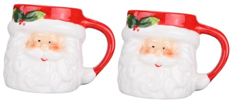 CIYODO 2piezas Taza De Cerámica De Papá Noel Exquisita Taza Navideña Creativa para Decoración De Navidad Rojas