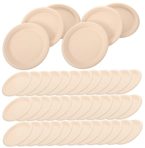 Yardenfun 50 Piezas Platos Desechables Gruesos Ecológicos para Fiesta Postres y Comidas Vajilla Práctica para Cumpleaños y Reuniones