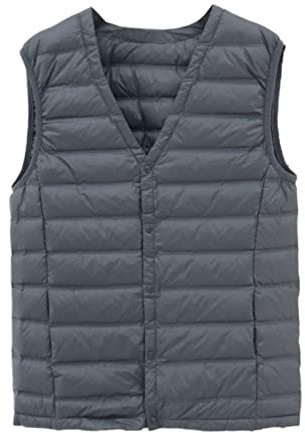 Lazzboy Steppweste Damen Leicht Weste Winter Dünn Ohne Kapuze Mit Knopfverschluss V-Ausschnitt Einfarbig Übergangsjacke Kurz Freizeit Für Outdoor-Aktivitäten Skiwandern