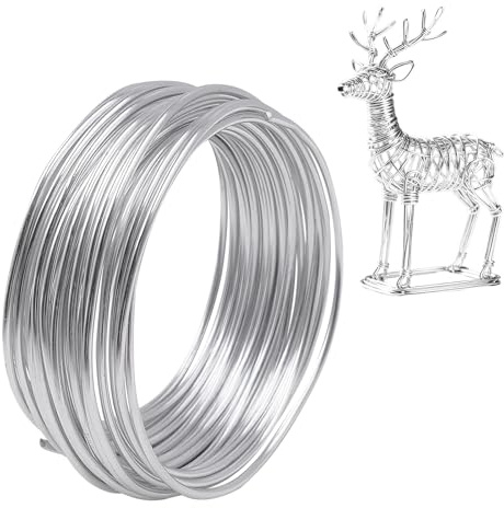 Alambre de Aluminio 3 mm 10 m para Manualidades, Flexible y Moldeable Color Plata para Bisutería, Floristería, Modelismo y Arte en Alambre