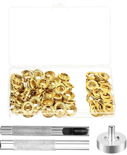 Ösenzange Set, 100 Sätze Ösen Werkzeug Kit, 6 mm Ösen Scheiben Ösen-Set | Metall Tülle Ösen, Grommet TülleWerkzeug Kit für Wasserdichte Planen Vorhänge Markisen Schuhe Taschen