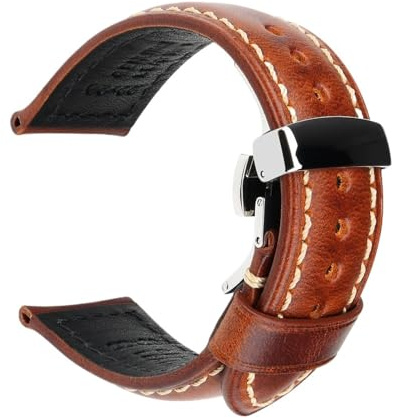 Generico Läderband för klocka - 20/22/24 mm med spänne för smartwatch, 23mm, Acetat, Ingen ädelsten
