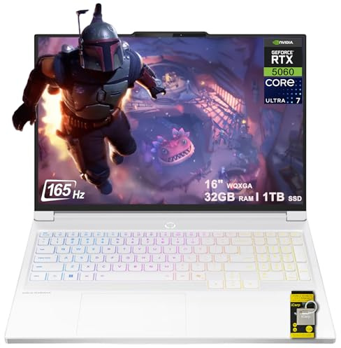 Lenovo Legion 7i Gaming AI Laptop 16 WQXGA 2560x1600 OLED 165Hz Intel 20-core Ultra 7 255HX 32GB RAM 1TB SSD GeForce RTX 5060 GDDR7 (Up to 572 AI TOPS) Per-key RGB Backlit HARMAN Wi-Fi7 Win11 ICP Hub