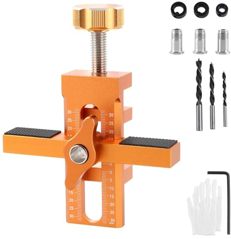 JMIATRY 1 gabarit de perçage pour porte d'armoire, 110-145 x 103 mm, charnières d'aide au perçage avec 6, 8, 10 mm, kit de positionnement en aluminium