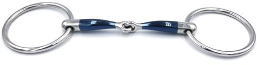 ES0299 Sweet Iron Wassertrense Einfach Gebrochen Edelstahl 14mm, 14.5 cm | Equine Smile Snaffle Gebiss Pferd Pony Maulschonend Reitsport Trensengebiss Speichelfluss Blau Ausbildungsgebiss Eisen