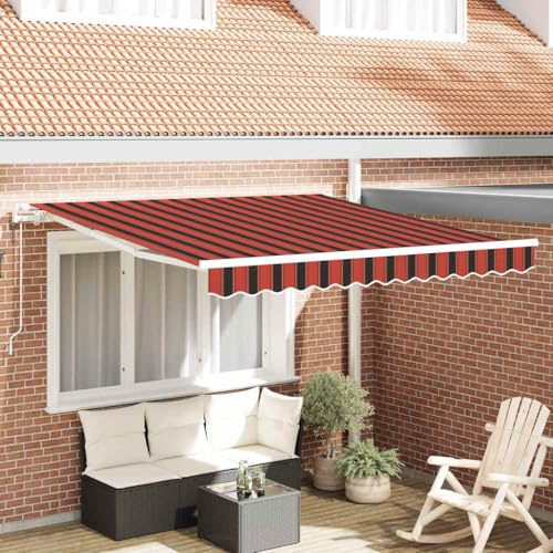 Tenda da sole elettrica estensibile, arancione, marrone, 300 x 250 cm, motorizzata, con manovella manuale, in poliestere idrorepellente con rivestimento in PU, verniciato a polvere