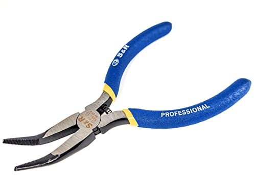 s & R Electronic Flat-Nose Pliers Bent 125X33 mm Cr-V Phosphatised Double Uncoated Grips