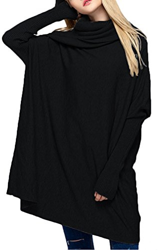 Vogstyle Donna Mucchi Collo Maglieria Stile-1 Nero