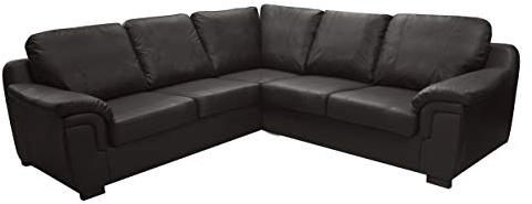 Sofas and More AMY CORNER SOFA SUITE IN BLACK PU LEATHER