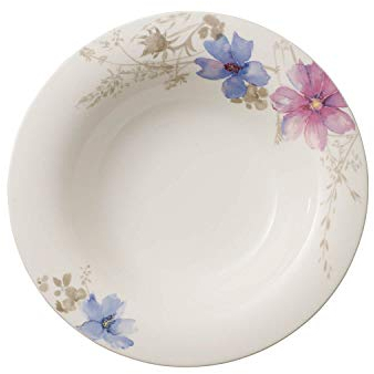 Villeroy & Boch Mariefleur Gris Basic Soup Plate, 23 cm, Premium Porcelain, White/Multicoloured