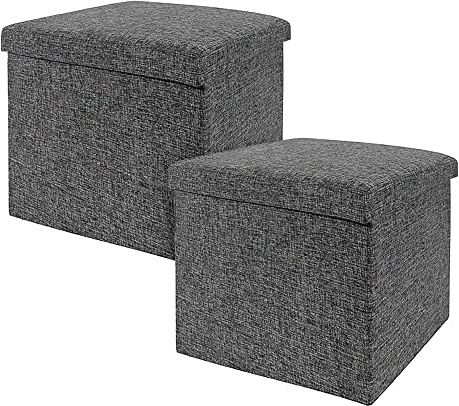 Seville Classics Faltbarer Sitzhocker mit Stauraum (2er-Set), 40 x 40 x 40 cm