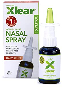 Xlear Nasenspray – Natürliches Saline-Nasenspray mit Xylitol, feuchtigkeitsspendende Nasenpflege für Kinder und Erwachsene, 45 ml (Pack of 1)