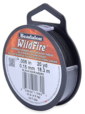 Beadalon Wildfire 0,000000 Zoll schwarz 20 Yd Thermisch verklebtes Perlenfaden, gebundener Faden, 0.01 inches, 18