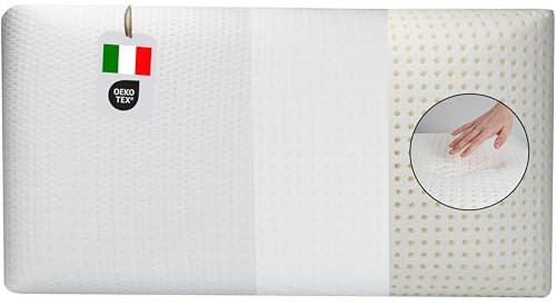 Supply24 since 2004 Orthopädisches 80x40 cm Viscoschaum Kopfkissen – Made in Italy | Atmungsaktiv mit Klimabohrungen | Feiner Baumwollbezug & bequemer Polyester-Außenbezug | (Weiss, Höhe: 11 cm)