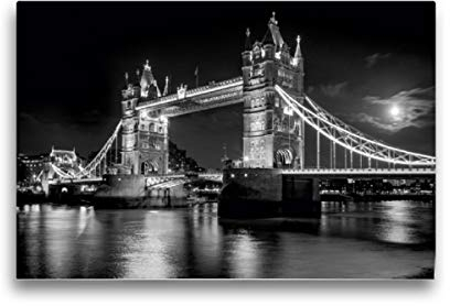 Premium Textil-Leinwand 45 x 30 cm Quer-Format London Stadt an der Themse, Leinwanddruck von Dirk Meutzner