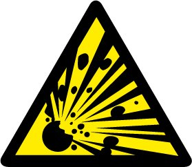Warnschild aus Folie - Warnung vor explosionsgefährlichen Stoffen - Schenkellänge 40 cm