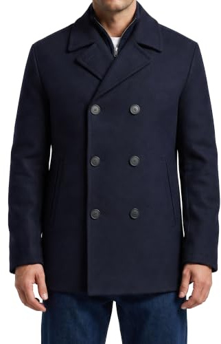Nautica Men's Wool Blend Peacoat – Double-Breasted Winter Coat, Regular, Big & Tall Sizes, Classic Navy, Large