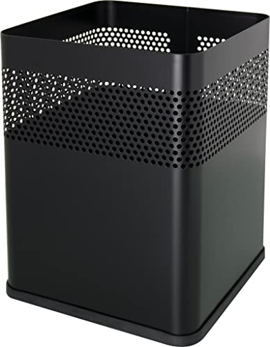 helit H2515995 - Quadratischer Metall-Papierkorb, 18 Liter, schwarz, mit Lochdekor, 1 Stück