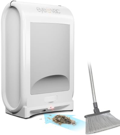 EyeVac Pro Touchless Vacuum Automatic Dustpan - Ultra Fast & Powerful - Great for Sweeping Salon Pet Hair Food Dirt Kitchen, Corded Canister Vacuum, Bagless, Automatic Sensors, 1400 Watt (White)