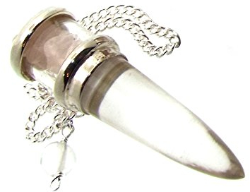 Rose Quartz and Quartz Gemstone Vial Capsule Pendulum