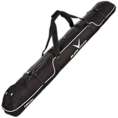 Black Crevice Skitasche I Skisack für 1 Paar Ski & Stöcke I robuste Skibag mit gepolsterten Doppelhaltegriffen I Ski-Tasche mit durchgängigem Doppelreißverschluss I Maße: L195cm x B20 cm x H20cm
