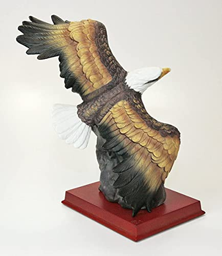 BANBERRY DESIGNS Eagle Statue - Hand Crafted and Hand Painted American Bald Eagle in Flight - Porcelain Figurine on a Wood Base - Measures 12.5 x 8