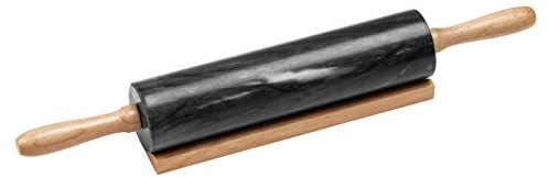 Premier Housewares Rolling Pin with Wooden Handles, Black