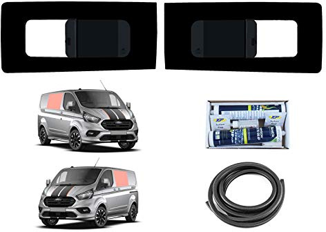 Van Demon Left Sliding Door and Right Hand Side Panel Dark Tint Opening Window Glass with Adhesive Kit VOY1619#KIT2