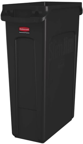 Rubbermaid Commercial Products Slim Jim Poubelle Rectangulaire 87  L Marron – Collecteur Avec Canaux de Ventilation, Pour Cuisine, Bureau, École, Entrepôt, Espaces Restreints – 1956187