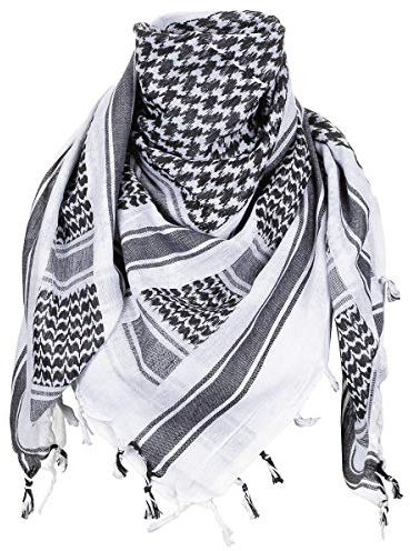 MFH PLO Halstuch mit Fransen Shemagh (Schwarz/Weiß/115x110 cm)