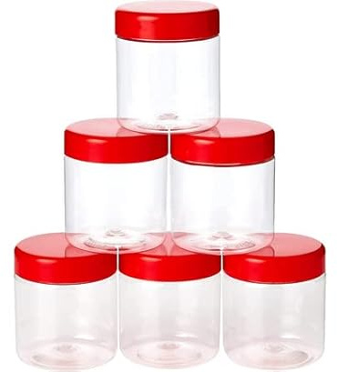Sunpet J0100 100ml Small Plastic Food Storage Canisters, Red, pack of 6