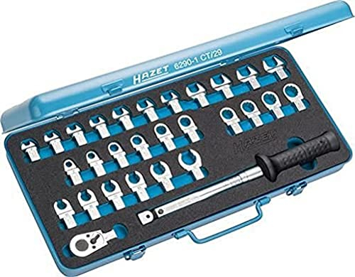 HAZET Drehmoment Werkzeugsatz 6290-1CT/29 I Abtrieb Vierkant 9x12mm I Länge: 435mm I mit 2-Komponenten-Weichschaum-Einlage I Drehmoment 5-60 Nm