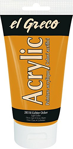 KREUL 28518 - El Greco Acrylic, 150 ml Tube in lichter ocker, hochpigmentierte, glänzende Acrylfarbe in Studienqualität, buttrig vermalbar, für pastose Malerei