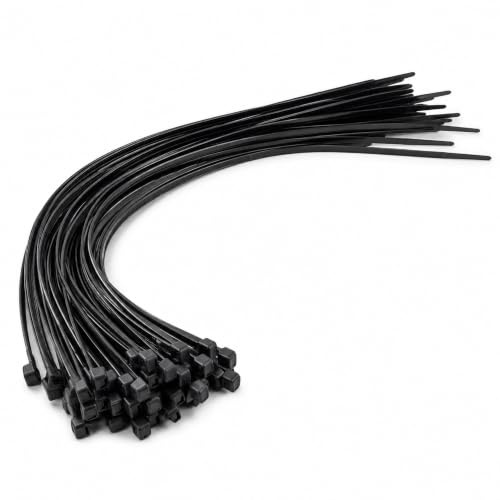 TR Cable Heavy Duty Cable Ties Black 12mm x 650mm, Pack of 20 | Extra long 650mm wide nylon ties for strong cable and outdoor bundling
