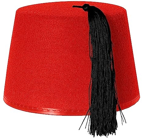 KUKI FEZ ROT FASCHING MÜTZE MIT QUASTE-FILZHUT IN SCHWARZ FÜR MÄNNER IDEAL ILOVEFANCYDRESS ® & WOMEN FÜR KALTE KRIEG RUSSISCH, TÜRKISCH, ARABER, ZEIT REISEN DOCTOR