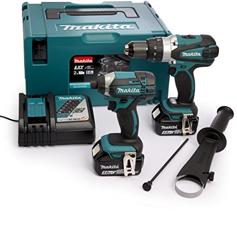 Makita DLX2145TJ 18V Li-ion LXT 2 Piece Combo Kit comprising DHP458Z and DTD152Z Complete with 2 x 5.0 Ah Li-ion Batteries and Charger Supplied in a Makpac Case