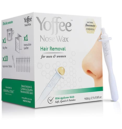 Original Yoffee Nose Wax Kit - Hair Removal Set - Männer und Frauen - Nasenhaarentferner - Bio Bienenwachs - Nasenwachs mit 10 recyclebaren Applikatoren - Parabenfrei - 100g - Made in Spain