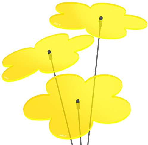 SUNPLAY Sonnenfänger Blumen in GELB, 3 Stück je 20 cm Durchmesser im Set + 70 cm Schwingstäbe