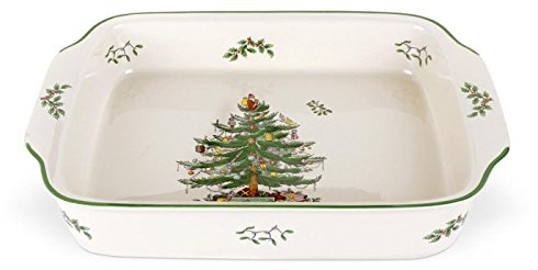 Spode Fuente grande rectangular con asa, 38,1 x 28,9 cm, apta para lavavajillas, vajilla festiva para el entretenimiento de vacaciones, vajilla de Navidad y platos de temporada