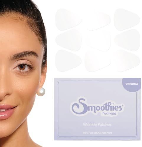 Smoothies Triangle Wrinkle Patches for Face Overnight – Facial Patches for Elevens, Crows Feet and Lip Lines, 144 Count per Box – Made in the USA