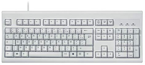 Perixx PERIBOARD-106W, Teclado con Cable USB para Windows - Teclas ergonómicas Curvas, tamaño estándar, AZERTY, Blanco