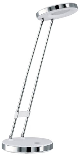 EGLO LED Tischlampe Gexo, 1 flammige Tischleuchte, Klassisch | Schreibtischlampe aus hochwertigem Kunststoff und Stahl, Bürolampe in Weiß, Chrom