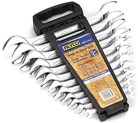 Alyco 191085 - Juego 12 llaves fijas Cr-V satinado mate bocas pulidas DIN 110 en peine