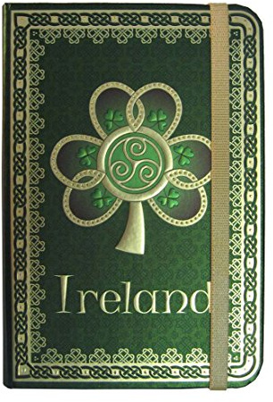 Foliertes Irland-Notizbuch mit Kleeblatt Spirale und grünem keltischem Muster