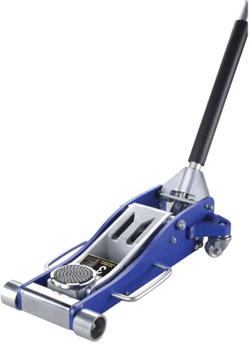 K Tool International 63099 3 Ton Automotive Aluminum Service Floor Jack for Garages, Repair Shops, and DIY, 6,000 lbs. Capacity, Hydraulic Lifting Range 3.75 - 19.25, Dual Pump, Blue/Silver