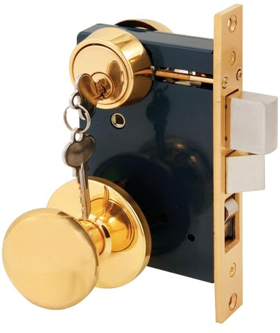 Prime-Line SE 27570 2-1/2 in. Backset, Entrance Mortise Lockset, Wrought Solid Brass, Left Handed (Single Pack)